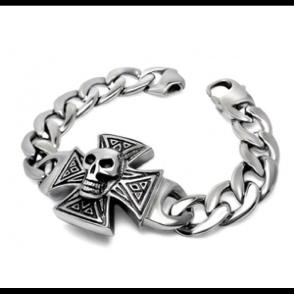 Skull on Iron Cross Bracelet